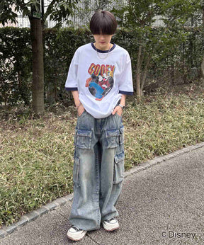 25SS Disney ヴィンテージライクプリント グーフィー リンガー半袖Tシャツ
