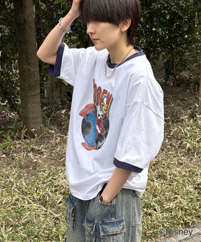 25SS Disney ヴィンテージライクプリント グーフィー リンガー半袖Tシャツ