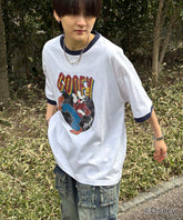 25SS Disney ヴィンテージライクプリント グーフィー リンガー半袖Tシャツ