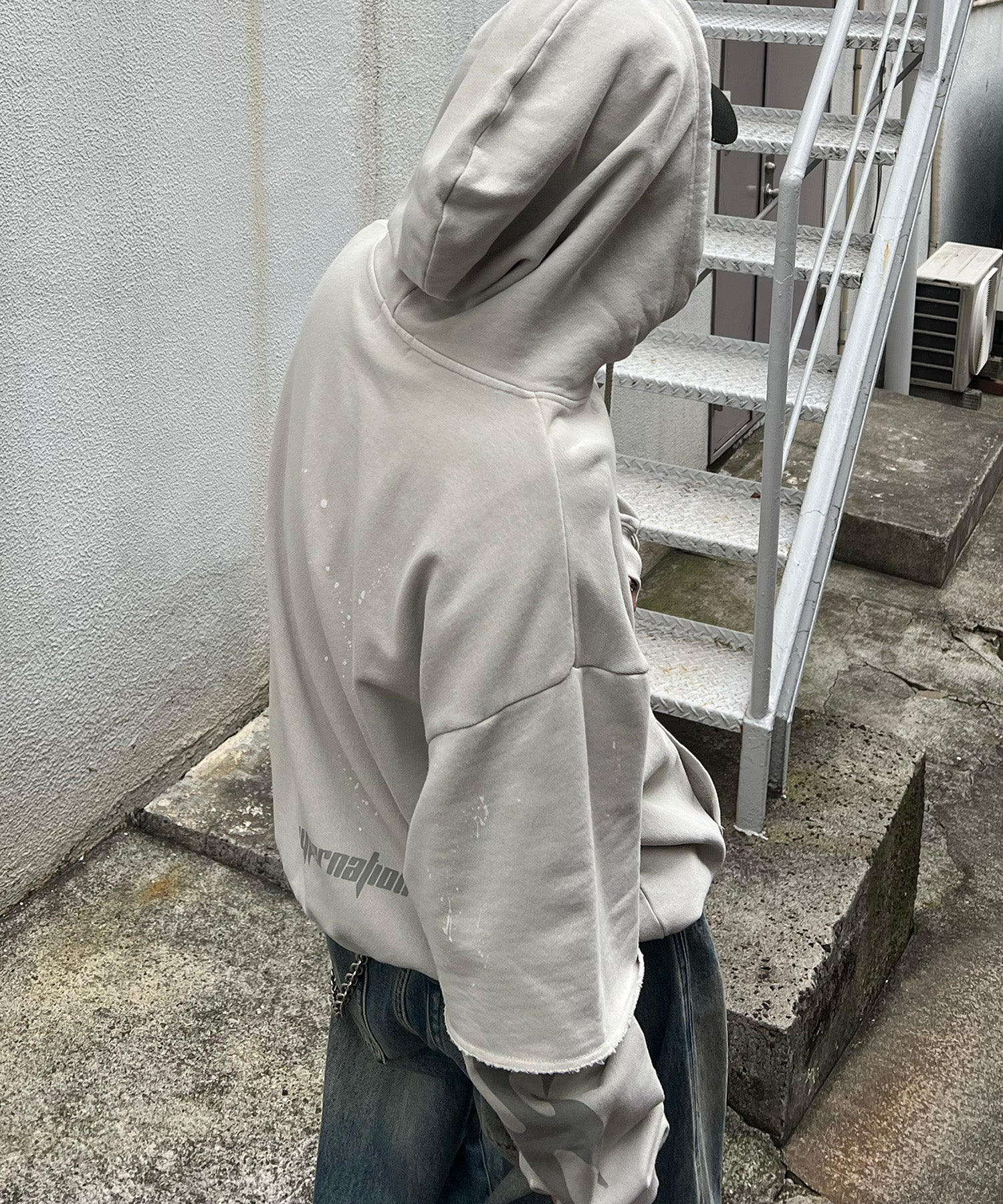 裏毛 レイヤードプルパーカー