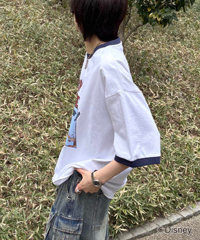 25SS Disney ヴィンテージライクプリント ミッキー リンガー半袖Tシャツ