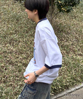 25SS Disney ヴィンテージライクプリント ミッキー リンガー半袖Tシャツ