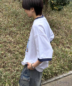 25SS Disney ヴィンテージライクプリント ミッキー リンガー半袖Tシャツ