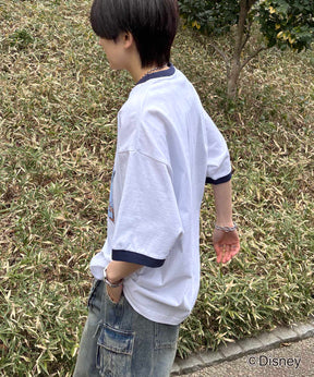 25SS Disney ヴィンテージライクプリント ミッキー リンガー半袖Tシャツ