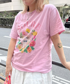 25SS 【Soure】キャットフラワー フロントプリント 半袖Tシャツ