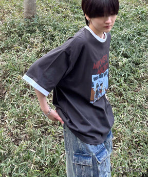 25SS Disney ヴィンテージライクプリント ミッキー リンガー半袖Tシャツ
