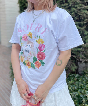 25SS 【Soure】キャットフラワー フロントプリント 半袖Tシャツ