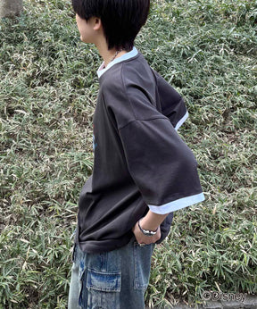 25SS Disney ヴィンテージライクプリント ミッキー リンガー半袖Tシャツ