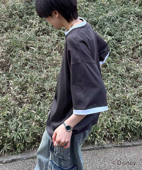 25SS Disney ヴィンテージライクプリント ミッキー リンガー半袖Tシャツ