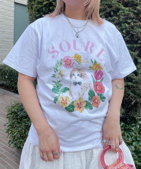 25SS 【Soure】キャットフラワー フロントプリント 半袖Tシャツ