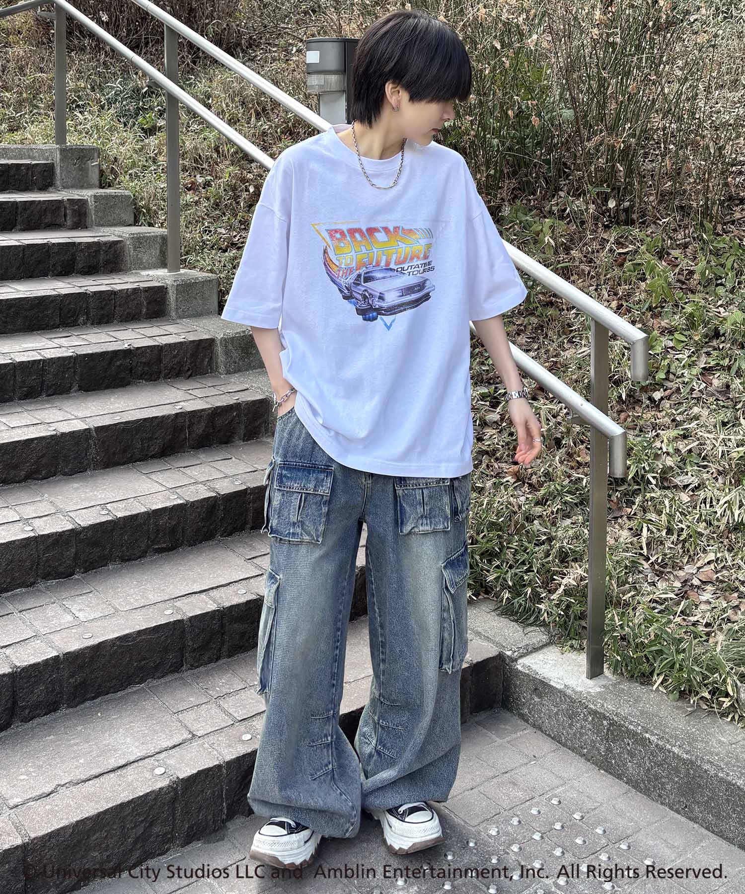 25SS【retro movie】Back To The Future ヴィンテージライク レトロ映画半袖Tシャツ