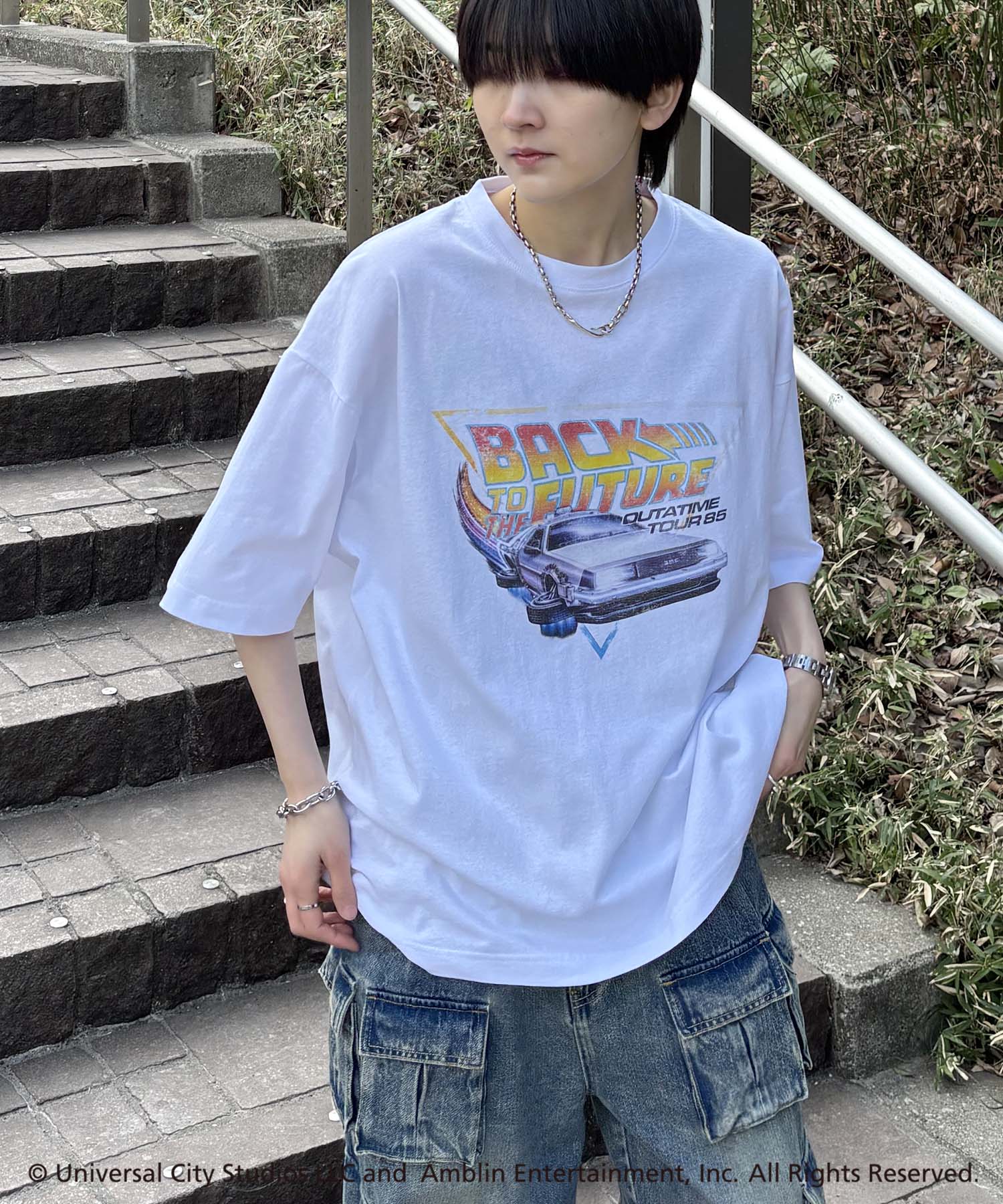 25SS【retro movie】Back To The Future ヴィンテージライク レトロ映画半袖Tシャツ