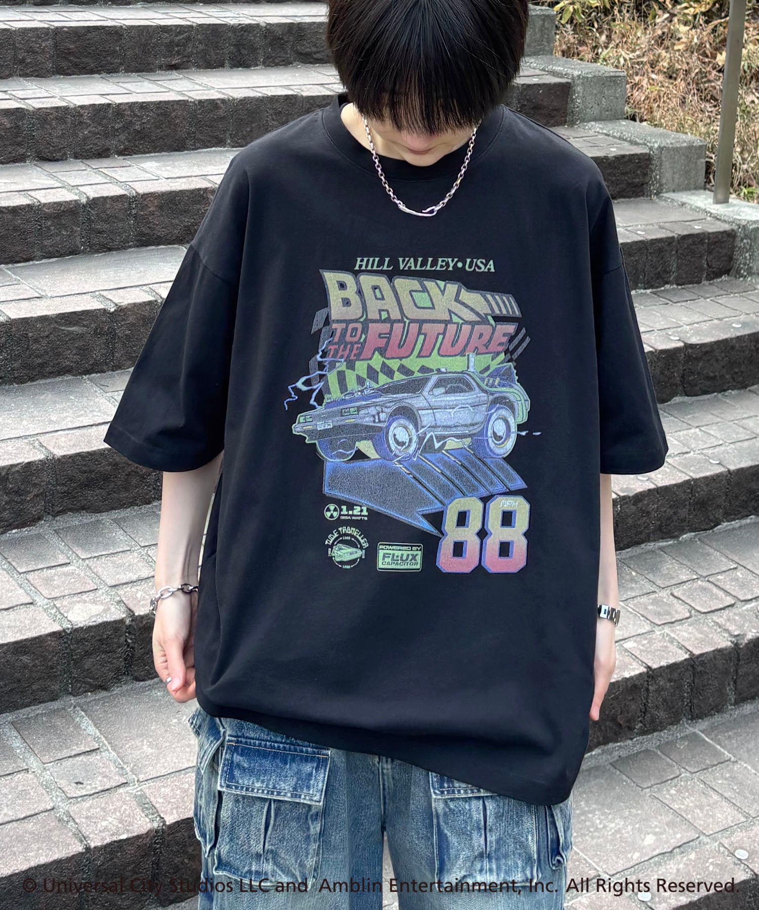 25SS【retro movie】Back To The Future ヴィンテージライク レトロ映画半袖Tシャツ