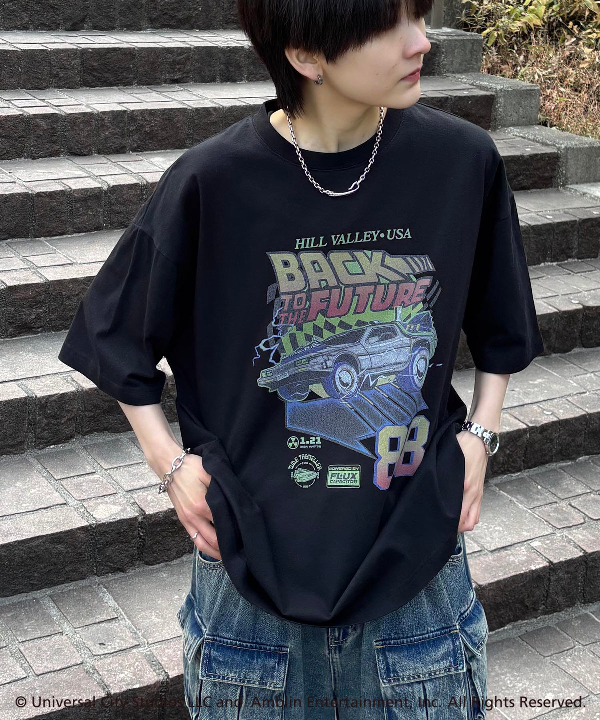 25SS【retro movie】Back To The Future ヴィンテージライク レトロ映画半袖Tシャツ