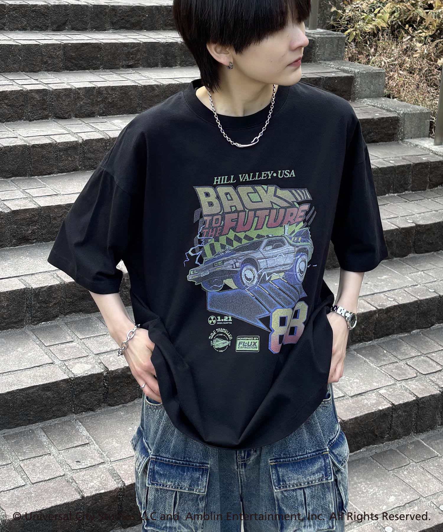 25SS【retro movie】Back To The Future ヴィンテージライク レトロ映画半袖Tシャツ