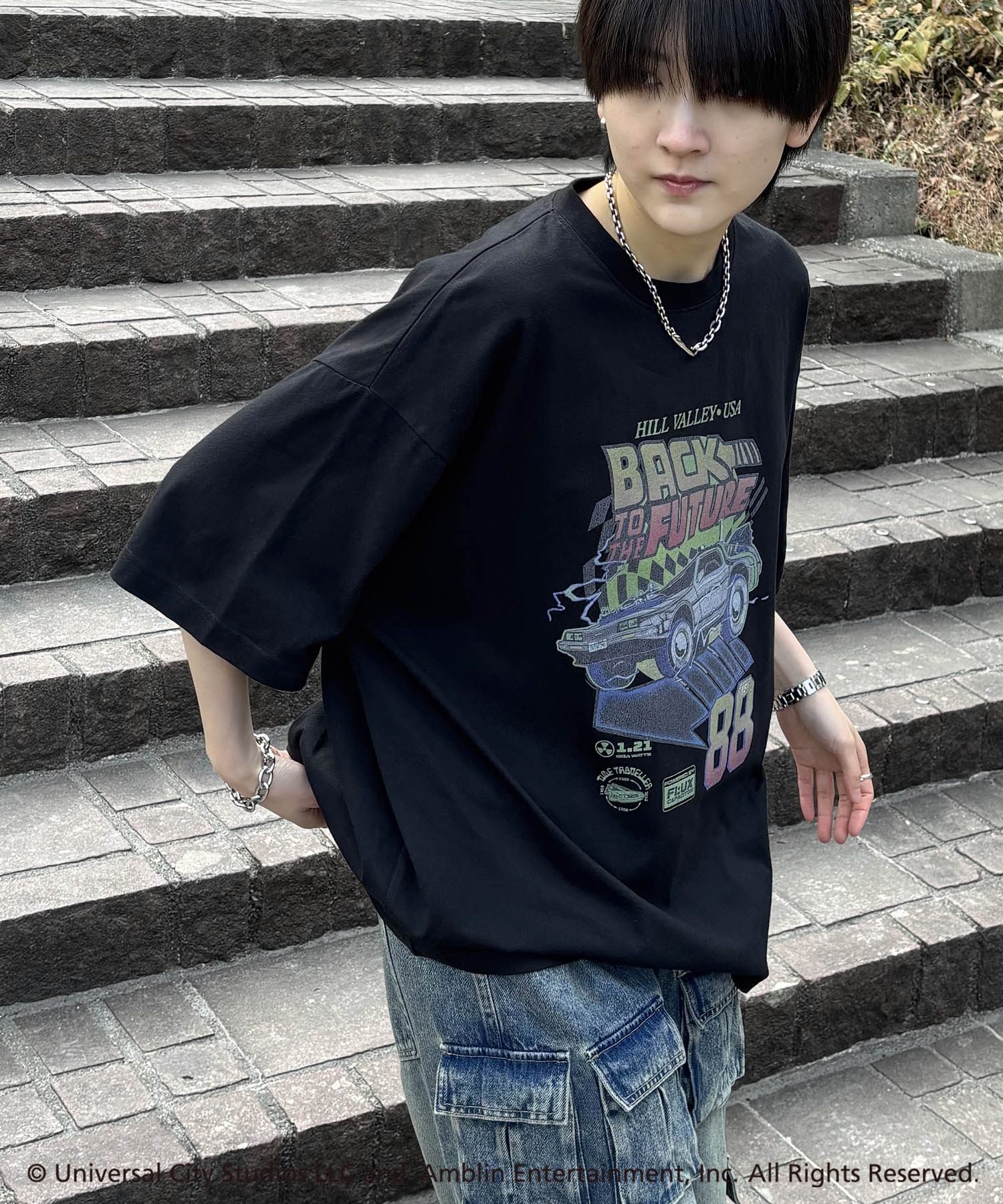 25SS【retro movie】Back To The Future ヴィンテージライク レトロ映画半袖Tシャツ