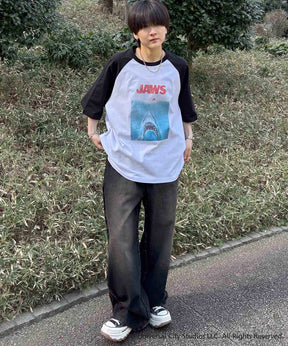 25SS【retro movie】JAWS ヴィンテージライク レトロ映画半袖Tシャツ