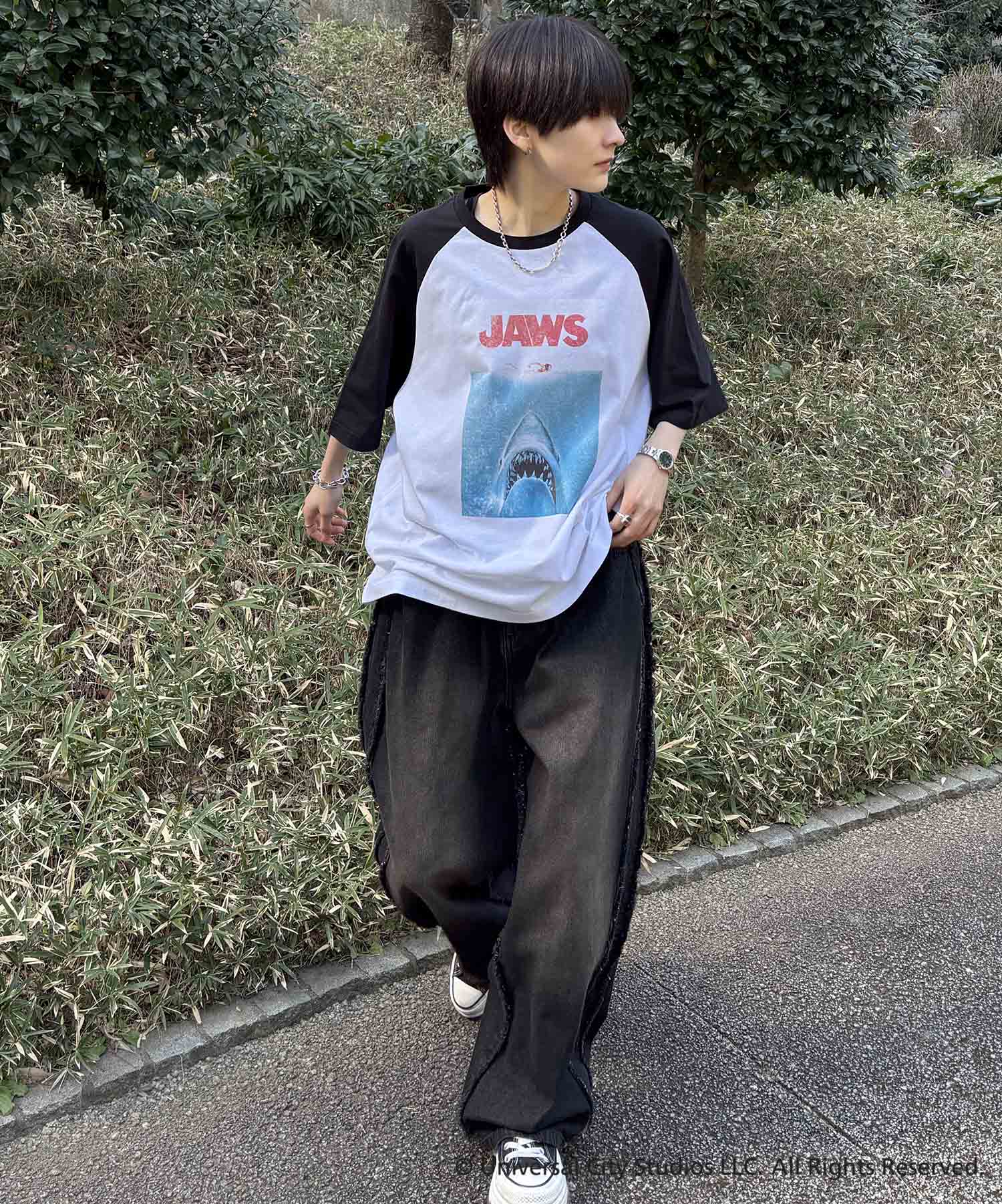 25SS【retro movie】JAWS ヴィンテージライク レトロ映画半袖Tシャツ