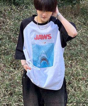 25SS【retro movie】JAWS ヴィンテージライク レトロ映画半袖Tシャツ
