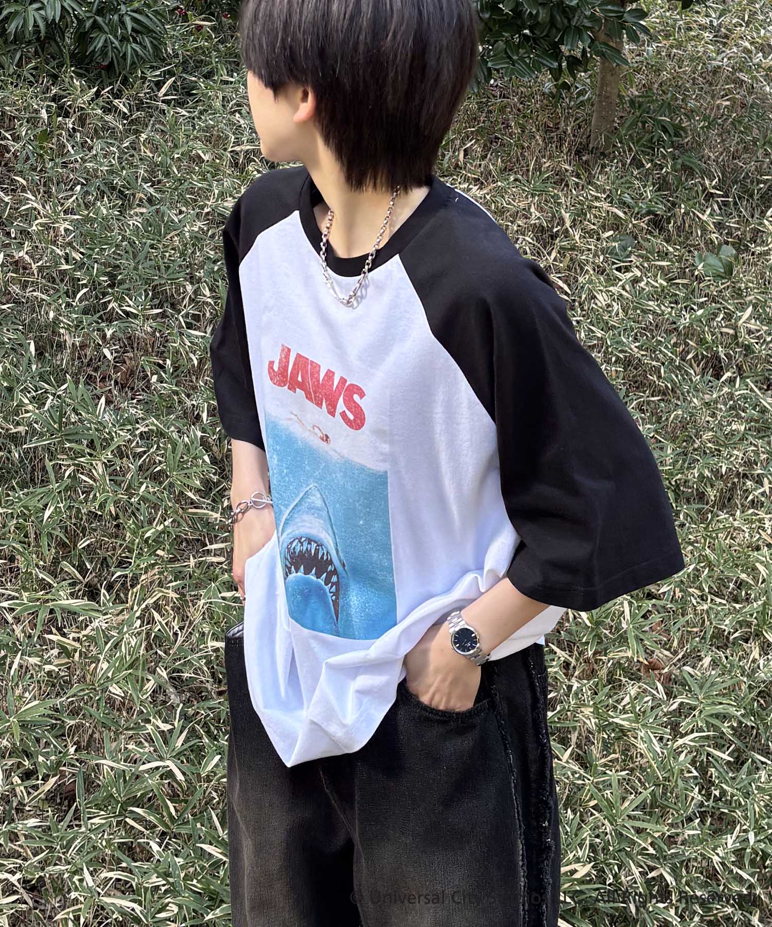 25SS【retro movie】JAWS ヴィンテージライク レトロ映画半袖Tシャツ