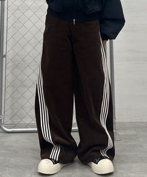 コーデュロイ ラインカーブ パンツ