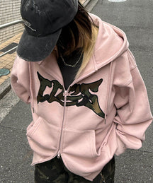 タギング総柄 フルジップフーディ