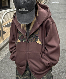 タギング総柄 フルジップフーディ