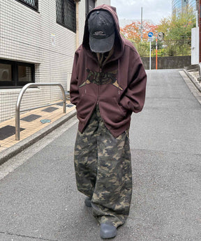 タギング総柄 フルジップフーディ