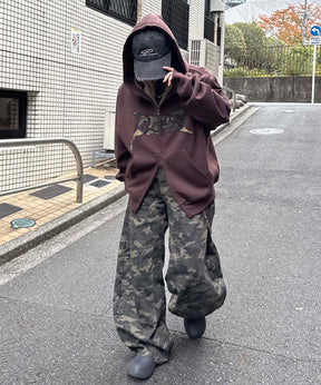 タギング総柄 フルジップフーディ