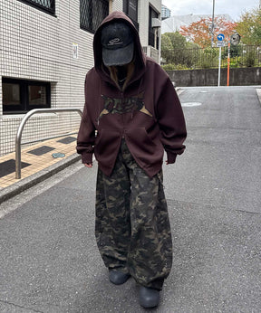 タギング総柄 フルジップフーディ