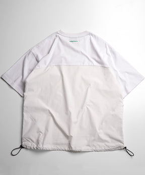 25SS【INHABITANT】ビッグシルエット フロントプリント 切替 半袖ドロストTシャツ