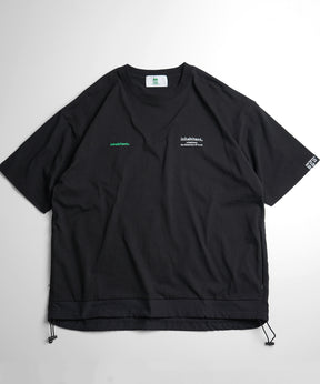 25SS【INHABITANT】ビッグシルエット フロントプリント 切替 半袖ドロストTシャツ