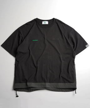 25SS【INHABITANT】ビッグシルエット フロントプリント 切替 半袖ドロストTシャツ