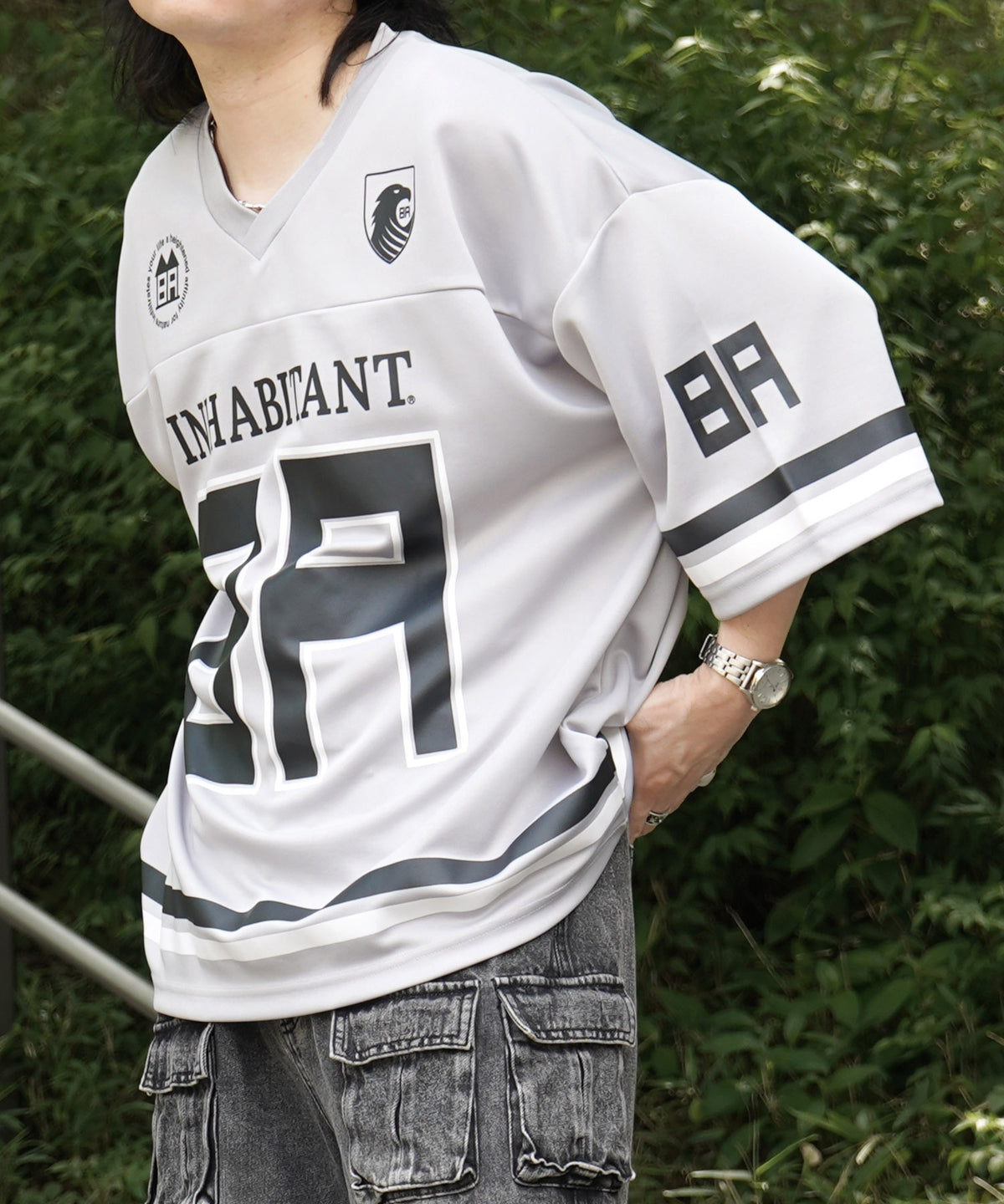 25SS【INHABITANT】ビッグシルエット フロントナンバリングプリント 半袖フットボールTシャツ