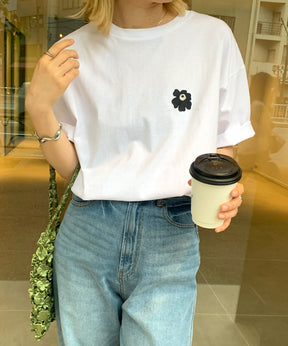 ワンポイント刺繍ロゴ ビッグシルエット半袖Tシャツ