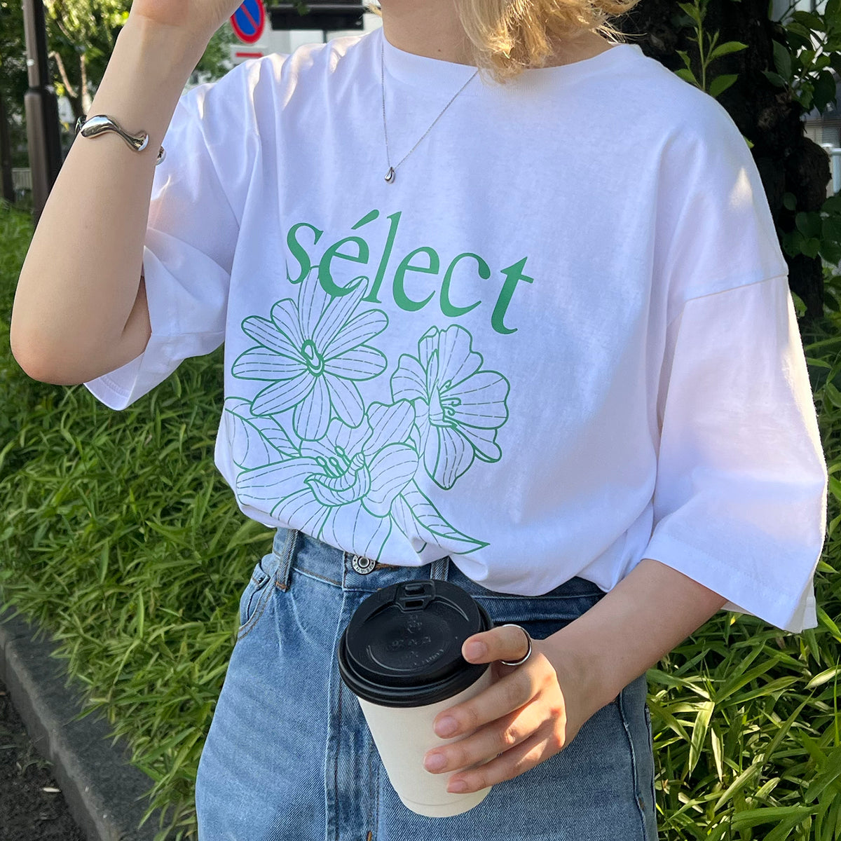 フラワーselectロゴ ビッグシルエット半袖プリントTシャツ