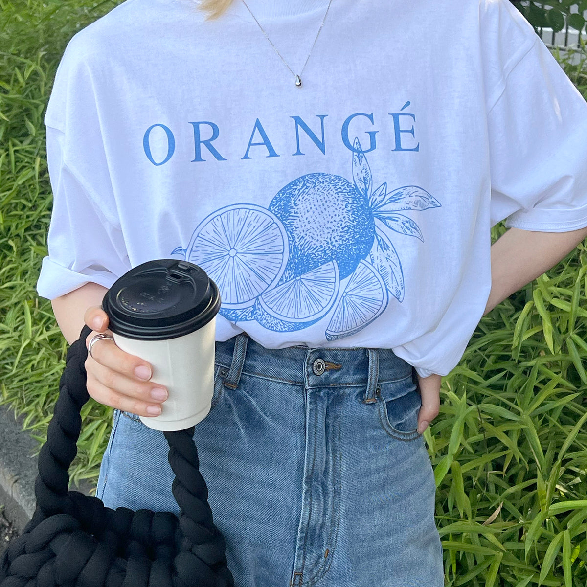 ORANGEロゴ ヴィンテージ ビッグシルエット半袖プリントTシャツ
