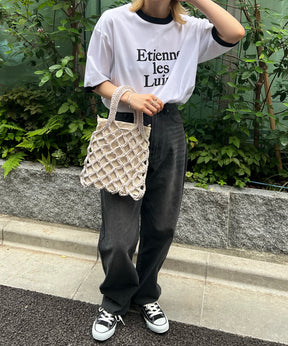 フロントプリント ビッグシルエット半袖リンガーTシャツ 2023SS