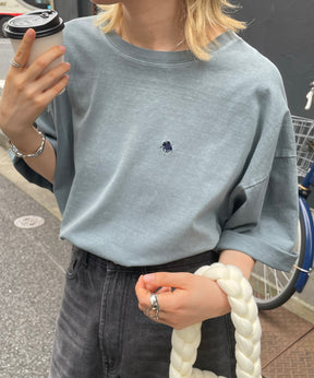 【POLO BCS】別注 ワンポイント刺繍 ピグメント加工 ビッグシルエット半袖Tシャツ
