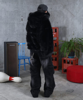 【MAROCORE / マロコア】クロスモチーフ ストレートファー フーディーブルゾン