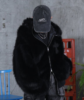 【MAROCORE / マロコア】クロスモチーフ ストレートファー フーディーブルゾン