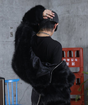 【MAROCORE / マロコア】クロスモチーフ ストレートファー フーディーブルゾン