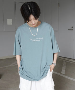イラストバックプリント / ワンポイント刺繍ロゴ ビッグシルエット半袖Tシャツ