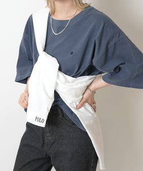 【POLO BCS】別注 ワンポイント刺繍 ピグメント加工 ビッグシルエット半袖Tシャツ