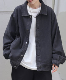 【新色追加】ビッグシルエット ヴィンテージライク ケミカルウォッシュ加工  ブルゾン デニムジャケット