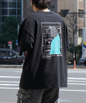 24SS レコードガール イラストバックプリント / ワンポイント刺繍 ビッグシルエット半袖Tシャツ