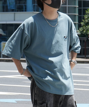 24SS レコードガール イラストバックプリント / ワンポイント刺繍 ビッグシルエット半袖Tシャツ