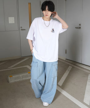 ウォーキングB ワンポイント刺繍ロゴ ビッグシルエット半袖Tシャツ