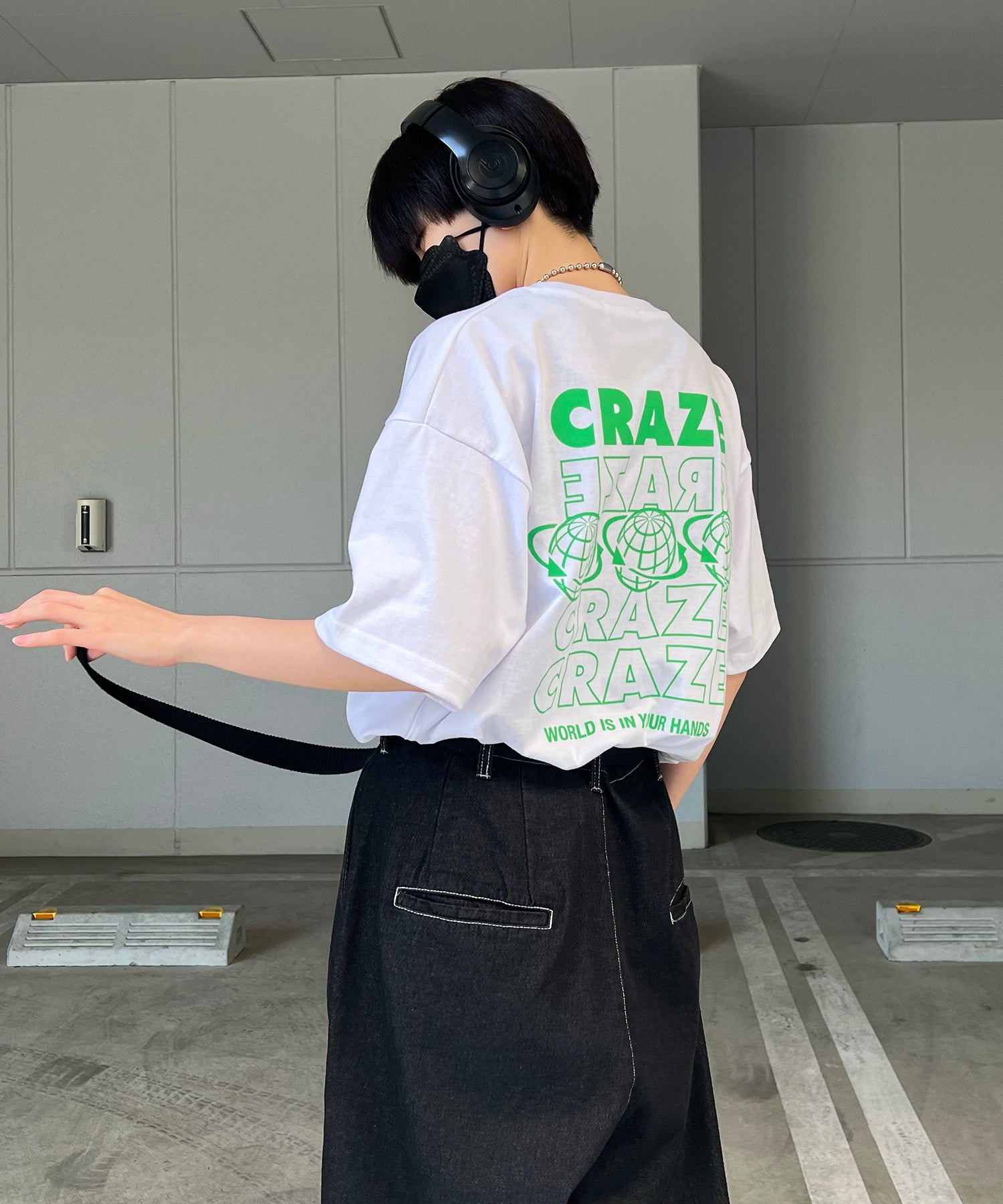 韓国ストリート バックプリントロゴ ビッグシルエット半袖Tシャツ
