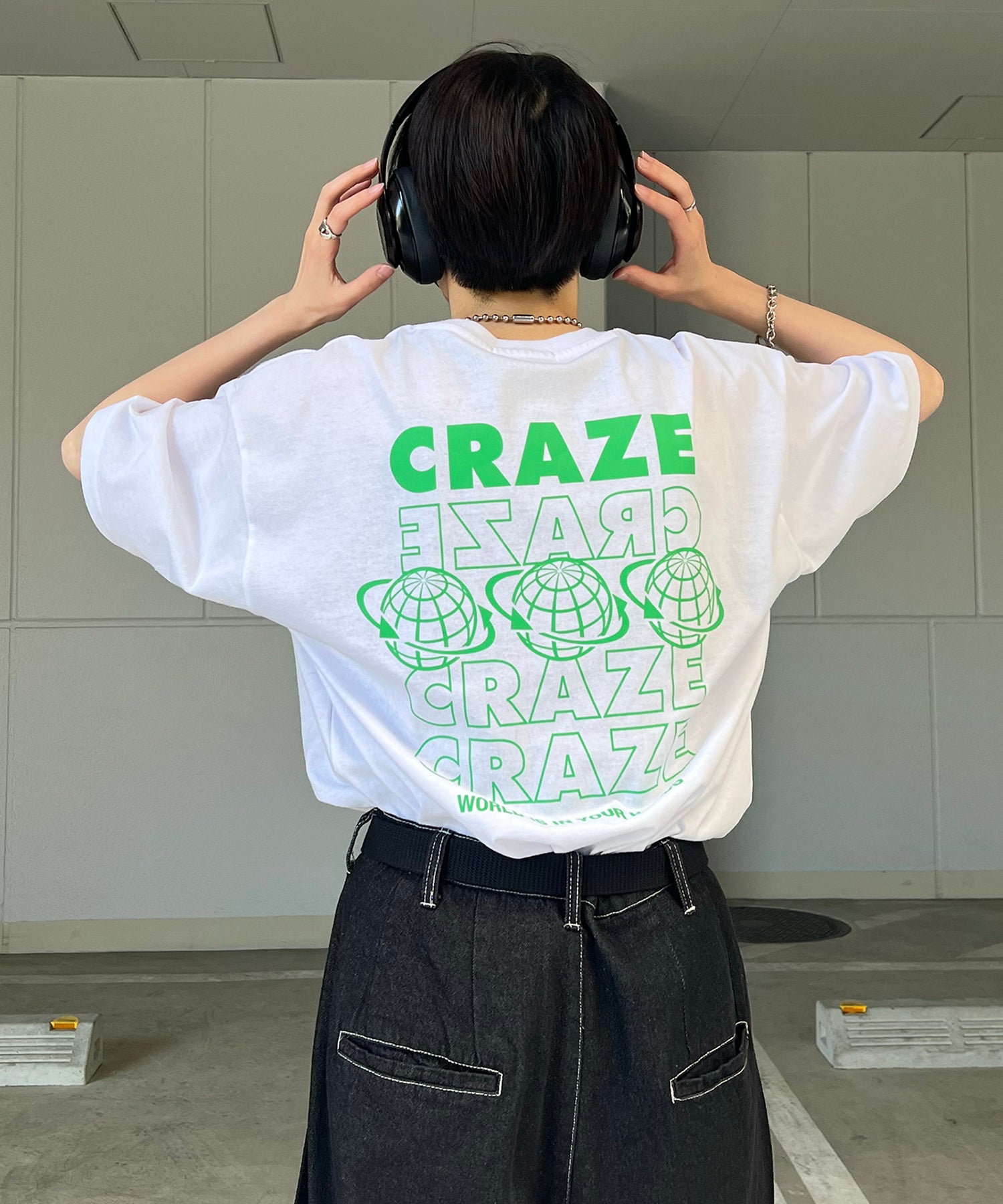 韓国ストリート バックプリントロゴ ビッグシルエット半袖Tシャツ